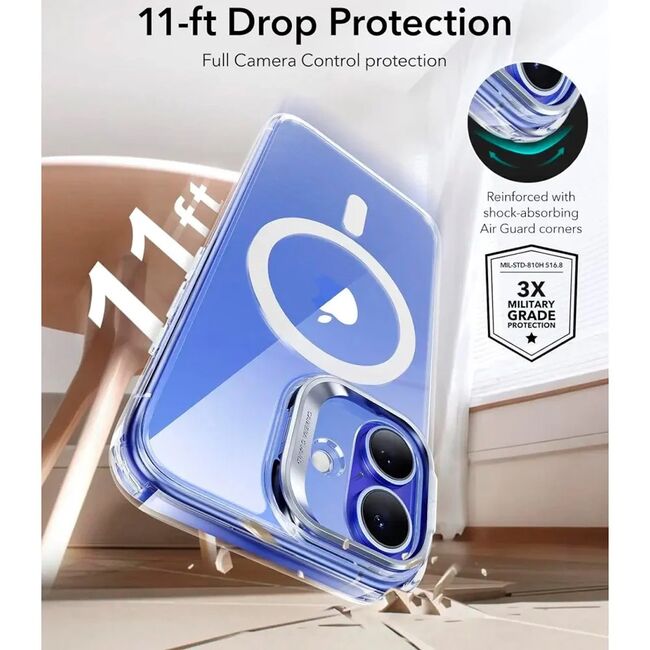 Husa premium pentru  iPhone 16 compatibila MagSafe ESR - Classic Hybrid HaloLock Kickstand - Transparent
