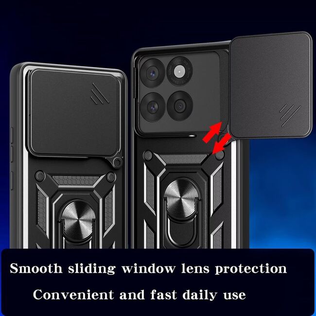 Husa pentru  Motorola Edge 60 Pro Ring Armor Kickstand Tough Rugged Cover cu protectie camera, Roz