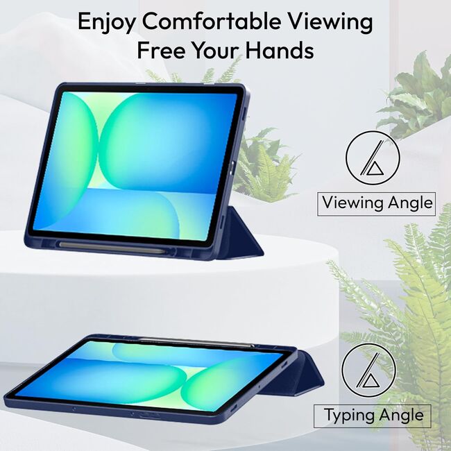 Husa pentru  Samsung Galaxy Tab S10 FE+ Plus 13.1 inch Soft Shell cu functie wake-up/sleep si compartiment pentru stylus, tip stand - Albastru