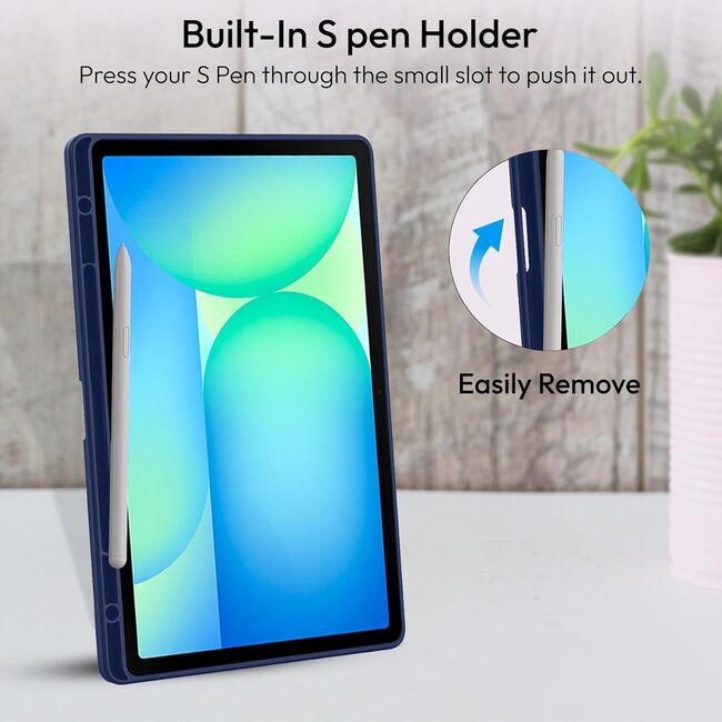 Husa pentru  Samsung Galaxy Tab S10 FE+ Plus 13.1 inch Soft Shell cu functie wake-up/sleep si compartiment pentru stylus, tip stand - Albastru