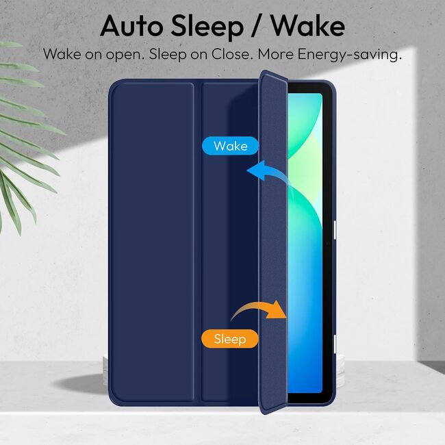 Husa pentru  Samsung Galaxy Tab S10 FE+ Plus 13.1 inch Soft Shell cu functie wake-up/sleep si compartiment pentru stylus, tip stand - Albastru