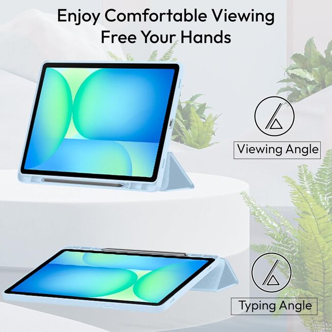 Husa pentru  Samsung Galaxy Tab S10 FE+ Plus 13.1 inch Soft Shell cu functie wake-up/sleep si compartiment pentru stylus, tip stand - Albastru deschis