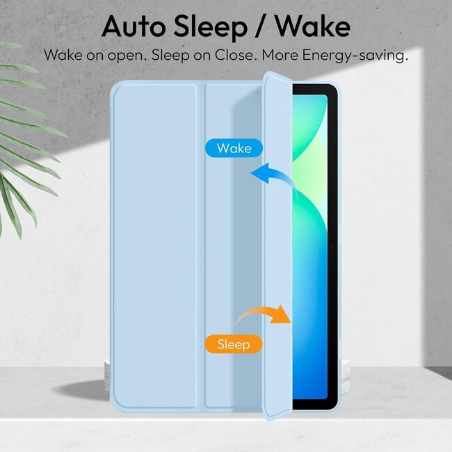 Husa pentru  Samsung Galaxy Tab S10 FE+ Plus 13.1 inch Soft Shell cu functie wake-up/sleep si compartiment pentru stylus, tip stand - Albastru deschis