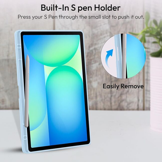 Husa pentru  Samsung Galaxy Tab S10 FE+ Plus 13.1 inch Soft Shell cu functie wake-up/sleep si compartiment pentru stylus, tip stand - Albastru deschis