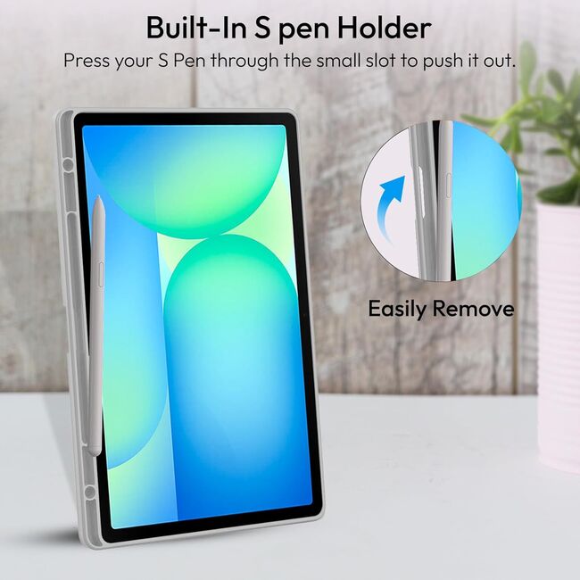 Husa pentru  Samsung Galaxy Tab S10 FE+ Plus 13.1 inch Soft Shell cu functie wake-up/sleep si compartiment pentru stylus, tip stand - Gri