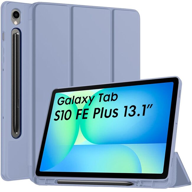 Husa pentru  Samsung Galaxy Tab S10 FE+ Plus 13.1 inch Soft Shell cu functie wake-up/sleep si compartiment pentru stylus, tip stand - Mov