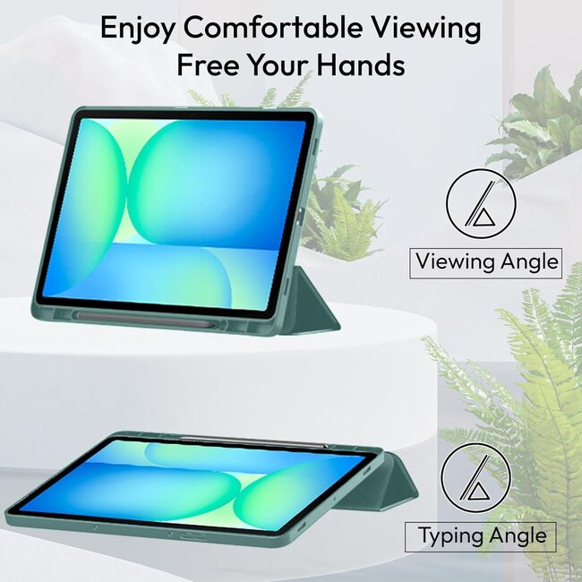 Husa pentru  Samsung Galaxy Tab S10 FE+ Plus 13.1 inch Soft Shell cu functie wake-up/sleep si compartiment pentru stylus, tip stand - Verde