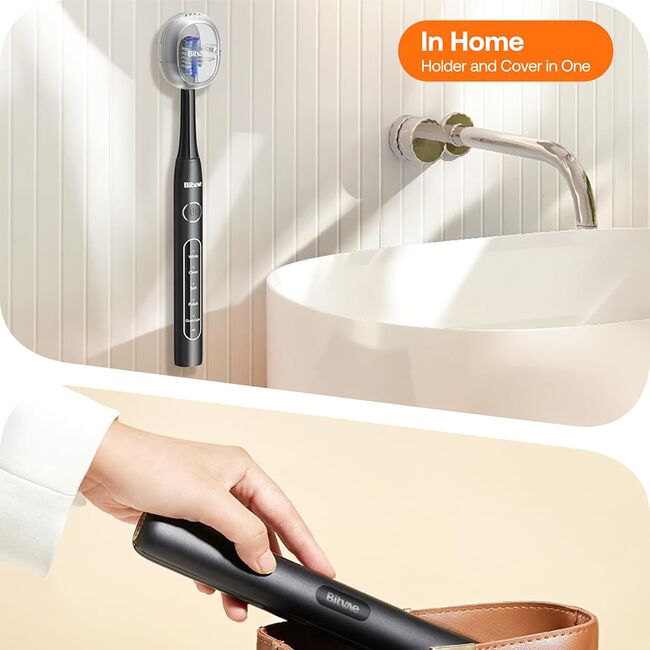 Periuta de dinti Electrica Sonic Premium Bitvae D-Sonic cu 8 Capete & 5 Moduri Inteligente, Tehnologie Ultrasonica pentru Albire si Igiena Desavarsita 40.000 Pulsuri/Minut, Autonomie Extinsa, Reincarcabila, Rezistenta la Apa IPX7 - negru