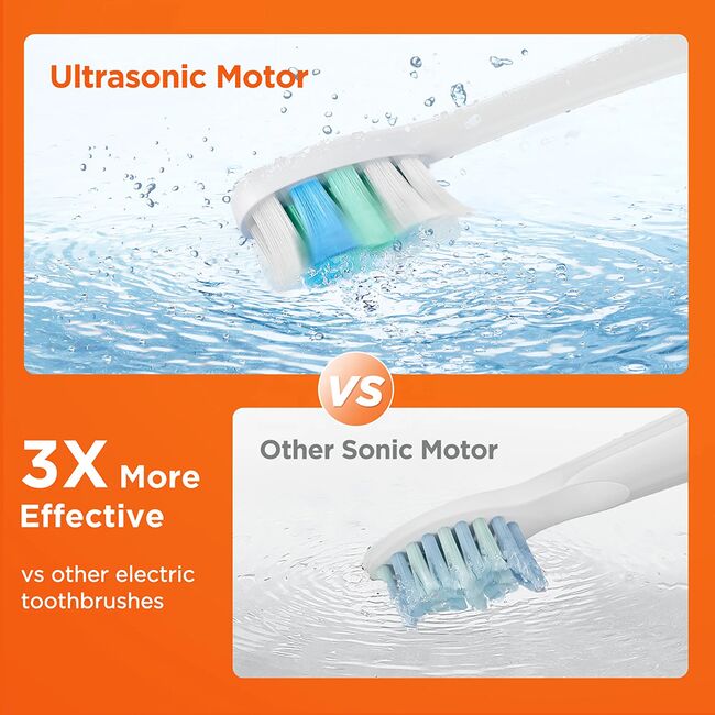 Periuta de dinti Electrica Bitvae S-Smart UltraSonic Power, Senzor Presiune, 9 Niveluri Intensitate, 8 Rezerve, 5 Moduri, Autonomie 100 Zile, acumulator reincarcabil, IPX7, Smart App - roz