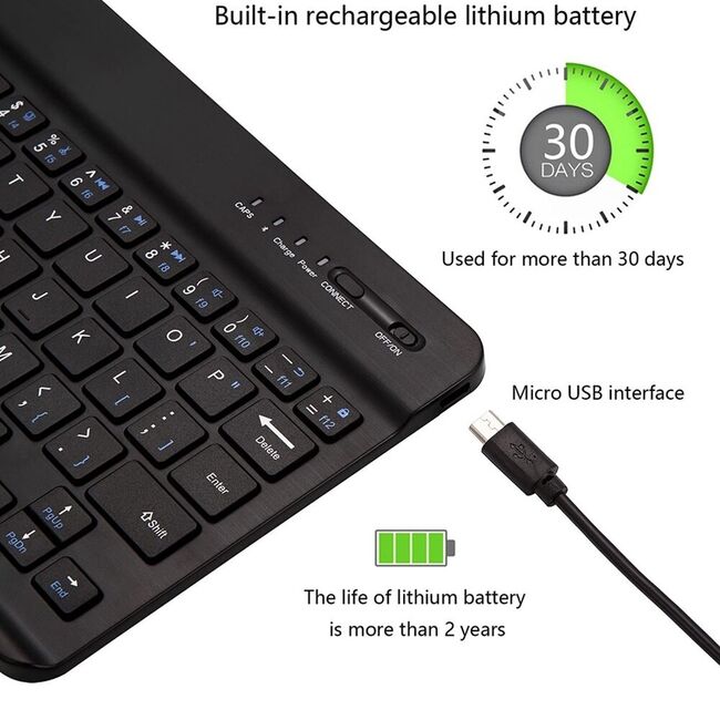 Tastatura Wireless Bluetooth pentru tablete, telefoane, PC, MAC, Android, Windows, iOS/MAC, negru