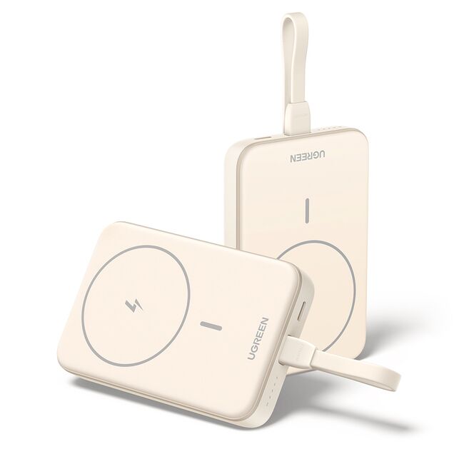 Baterie Externa fara Fir, Type-C, 10000mAh, MagSafe, Fast Charging, 20W, 5V/3A - Ugreen PB760 (35341B) - Bej