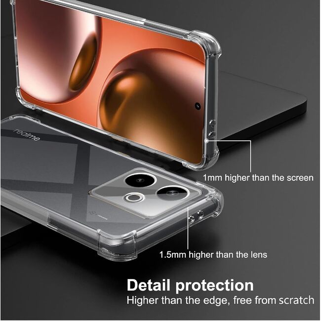 Husa pentru  Realme GT 7 Slim Anti-Shock 1.5mm reinforced 4 corners, Transparent