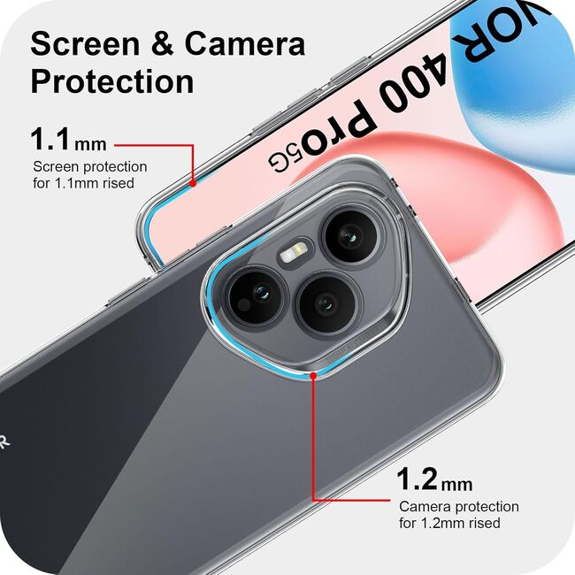Husa pentru  Honor 400 Pro, Anti-Shock 1.5mm, cu protectie lentile, Transparent