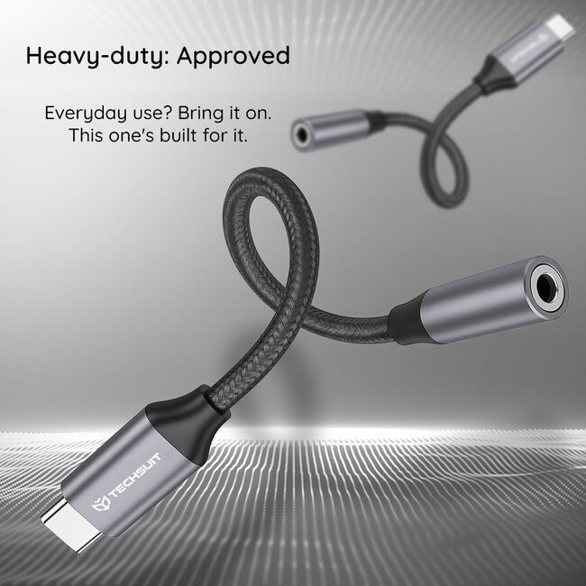 Adaptor Jack, USB-C, Plug&Play, 0.1m (set 2) - Techsuit FuseXound (AC12) - Gri