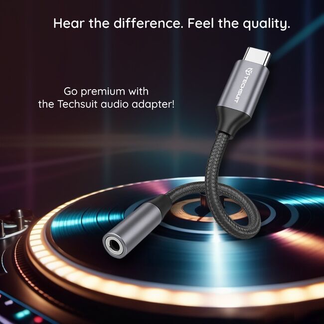 Adaptor Jack, USB-C, Plug&Play, 0.1m (set 2) - Techsuit FuseXound (AC12) - Gri