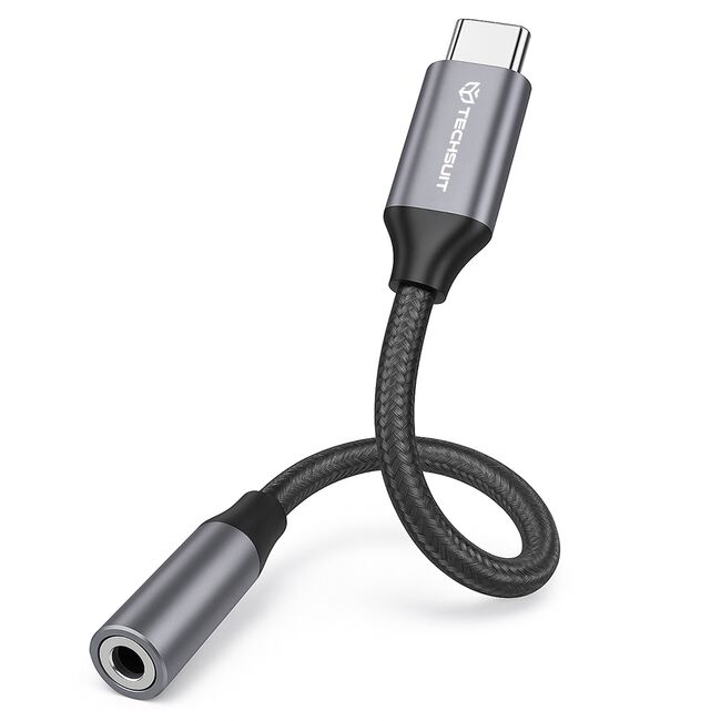 Adaptor Jack, USB-C, Plug&Play, 0.1m (set 2) - Techsuit FuseXound (AC12) - Gri