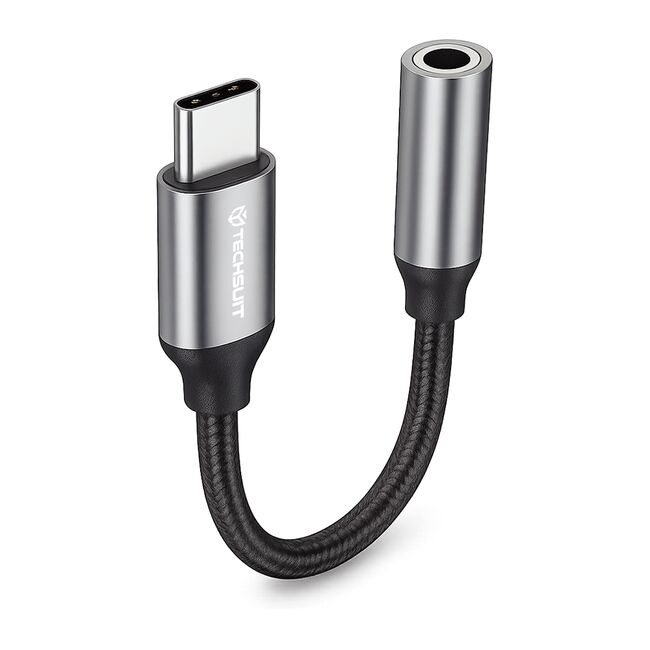Adaptor Jack, USB-C, Plug&Play, 0.1m (set 2) - Techsuit FuseXound (AC12) - Gri