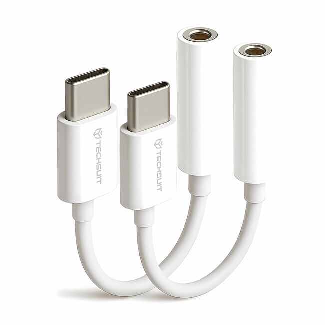 Adaptor Jack, USB-C, Plug&Play (set 2) - Techsuit MusicBox (AC18) - Alb