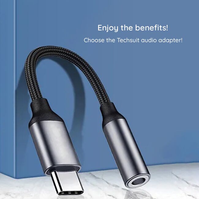 Adaptor Type-C, Jack, Hi-Fi, 3A, 0.1m - Techsuit MusicDoX (AC8) - Gri
