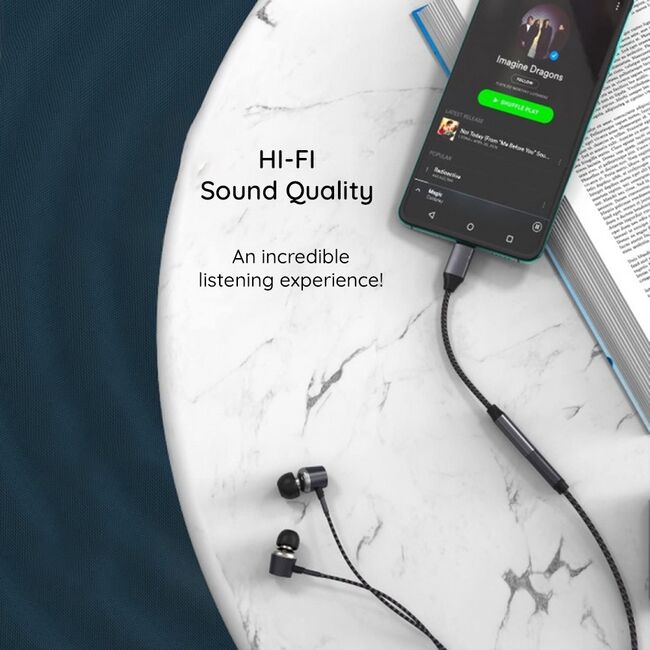 Adaptor Type-C, Jack, Hi-Fi, 3A, 0.1m - Techsuit MusicDoX (AC8) - Gri