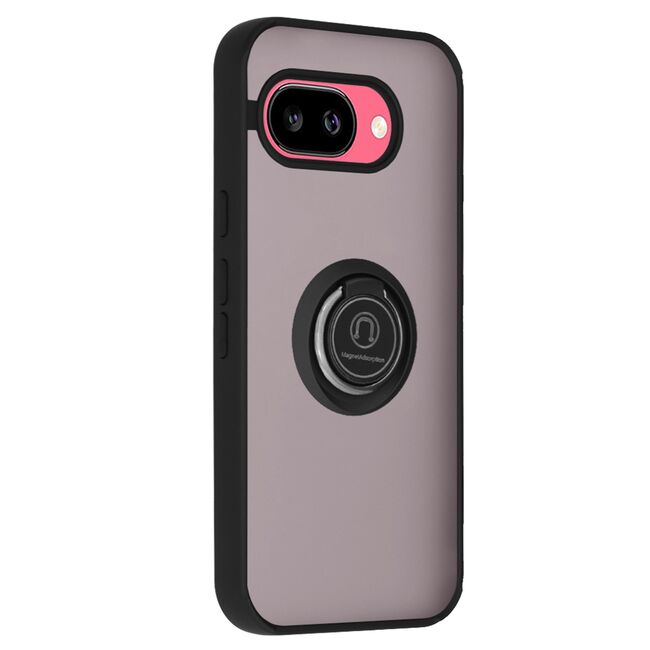 Husa de protectie pentru  Google Pixel 9A premium cu inel stand rotativ, suport magnetic si bumper anti-alunecare - Negru
