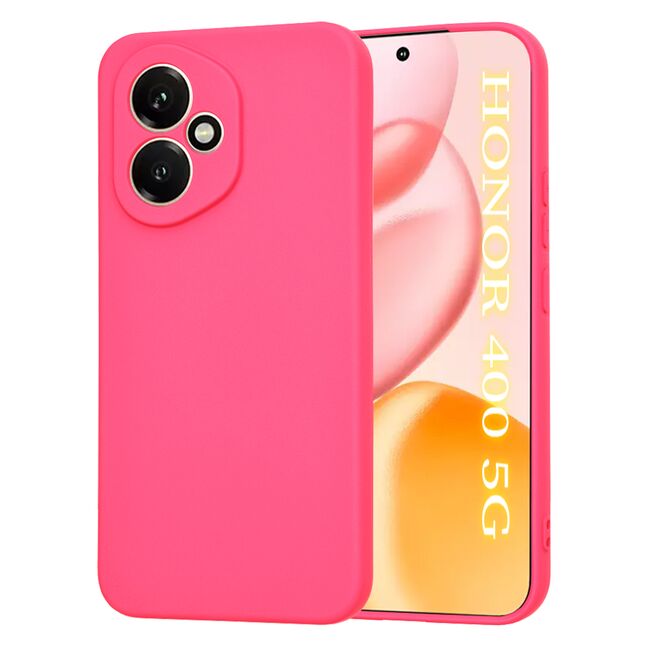 Husa pentru  Honor 400 Liquid Silicone, subțire, captusita cu microfibra, anti amprentă, protectie cameră foto, Fucsia