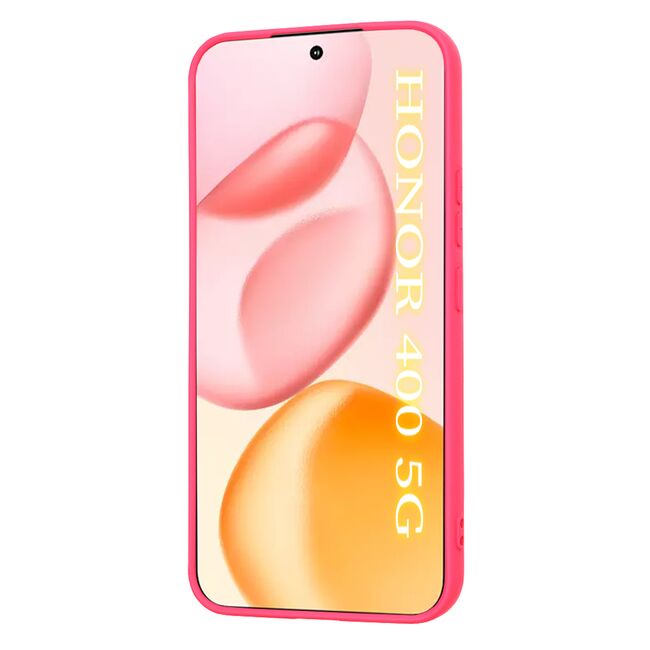 Husa pentru  Honor 400 Liquid Silicone, subțire, captusita cu microfibra, anti amprentă, protectie cameră foto, Fucsia