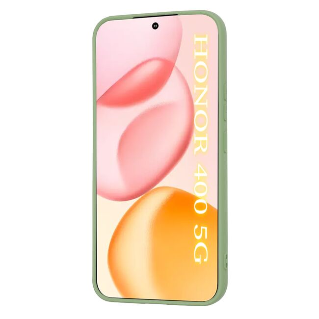 Husa pentru  Honor 400 Liquid Silicone, subțire, captusita cu microfibra, anti amprentă, protectie cameră foto, Verde deschis