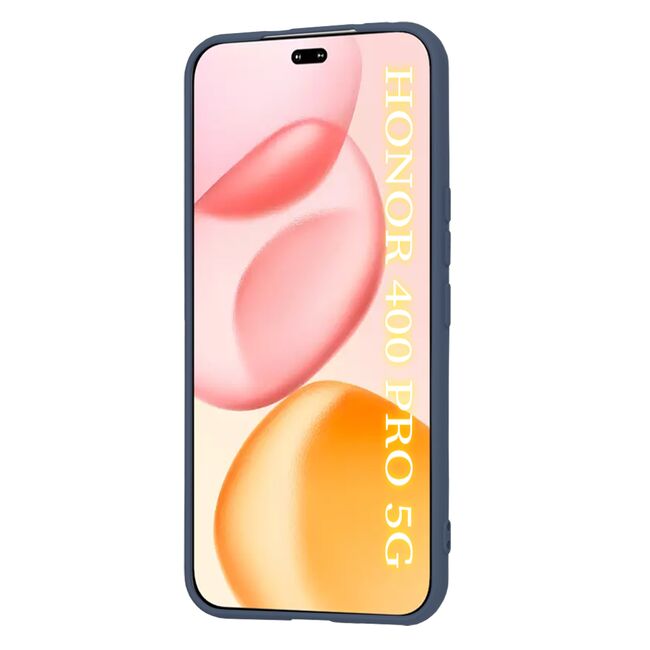 Husa pentru  Honor 400 Pro Liquid Silicone, subțire, captusita cu microfibra, anti amprentă, protectie cameră foto, Albastru