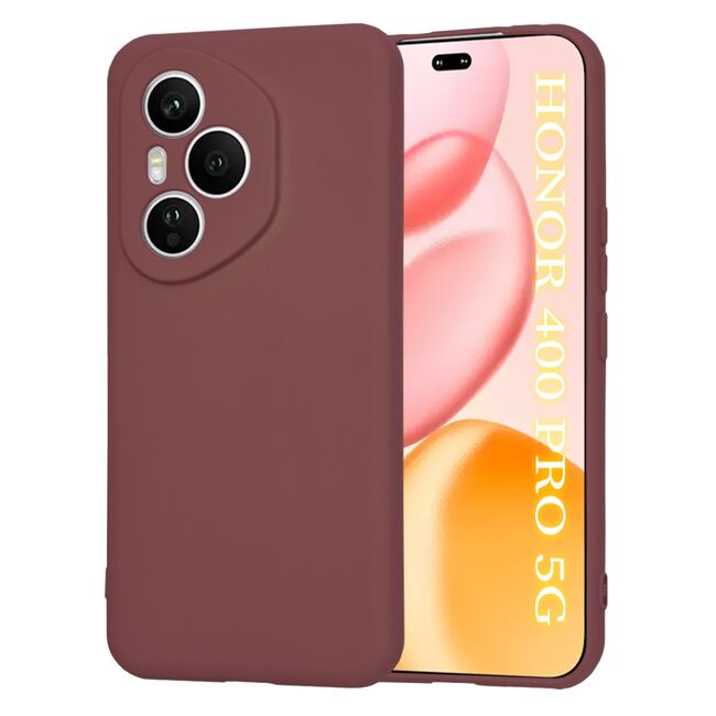 Husa pentru  Honor 400 Pro Liquid Silicone, subțire, captusita cu microfibra, anti amprentă, protectie cameră foto, Bordeaux