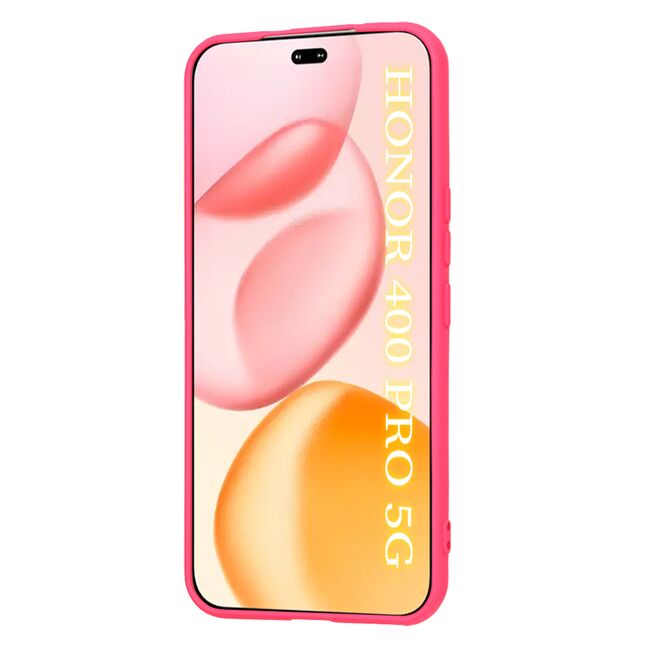 Husa pentru  Honor 400 Pro Liquid Silicone, subțire, captusita cu microfibra, anti amprentă, protectie cameră foto, Fucsia