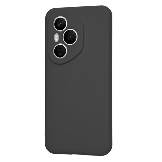 Husa pentru  Honor 400 Pro Liquid Silicone, subțire, captusita cu microfibra, anti amprentă, protectie cameră foto, Negru