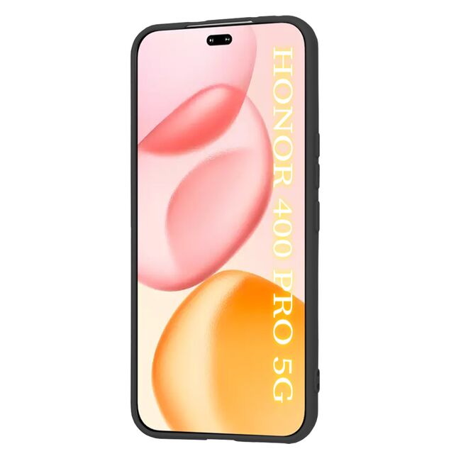 Husa pentru  Honor 400 Pro Liquid Silicone, subțire, captusita cu microfibra, anti amprentă, protectie cameră foto, Negru