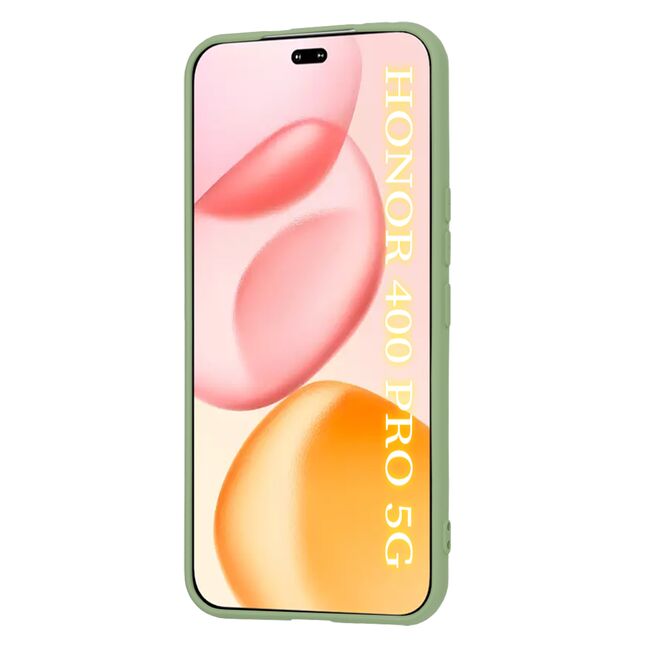 Husa pentru  Honor 400 Pro Liquid Silicone, subțire, captusita cu microfibra, anti amprentă, protectie cameră foto, Verde deschis