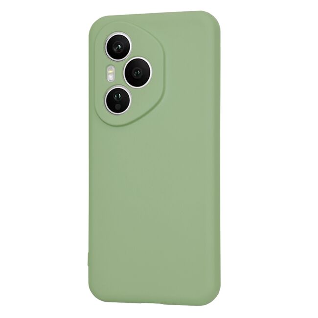 Husa pentru  Honor 400 Pro Liquid Silicone, subțire, captusita cu microfibra, anti amprentă, protectie cameră foto, Verde deschis