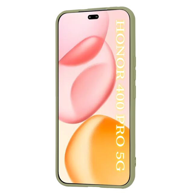 Husa pentru  Honor 400 Pro Liquid Silicone, subțire, captusita cu microfibra, anti amprentă, protectie cameră foto, Verde