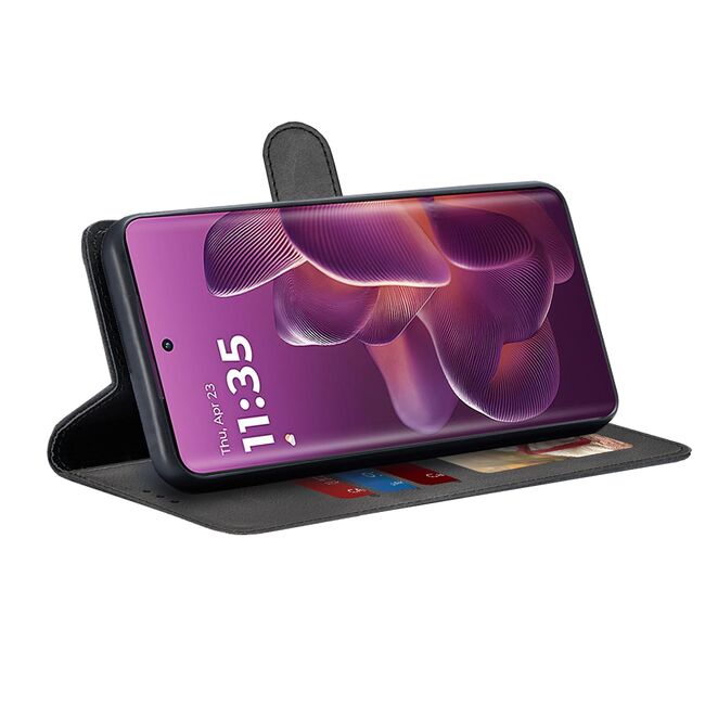 Husa pentru  Motorola Edge 60 Pro tip carte 360 Kickstand Portofel Multifunctional, Protectie Completa, Negru