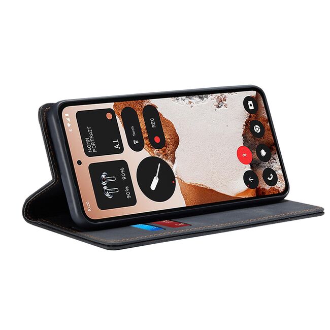 Husa tip carte pentru  Nothing CMF Phone 2 Pro Retro Business cu inchidere magnetica, Negru royal