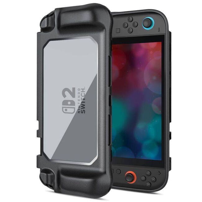 Husa de Protectie pentru Nintendo Switch 2 – Design Transparent, Colturi Intarite, Prindere Ergonomica, Acces Complet la Functii, Negru/Transparent