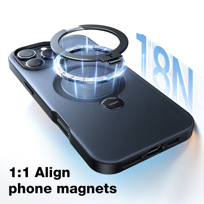 Husa pentru iPhone 16 Pro Max - Torras Ostand Spin MagSafe Series - Negru