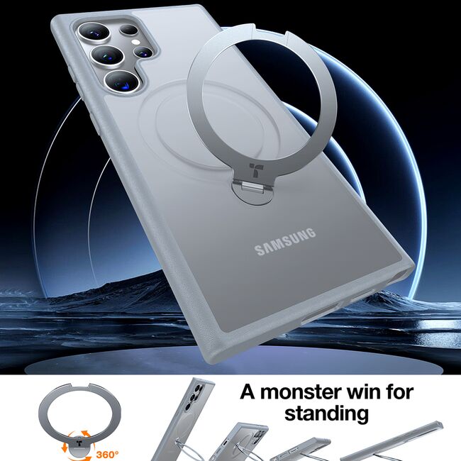 Husa pentru Samsung Galaxy S24 Ultra - Torras Ostand Spin MagSafe Series - Dark Grey