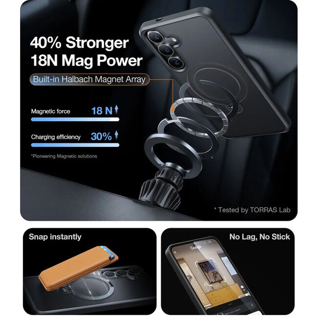 Husa pentru Samsung Galaxy S25 - Torras Ostand Spin MagSafe Series - Negru