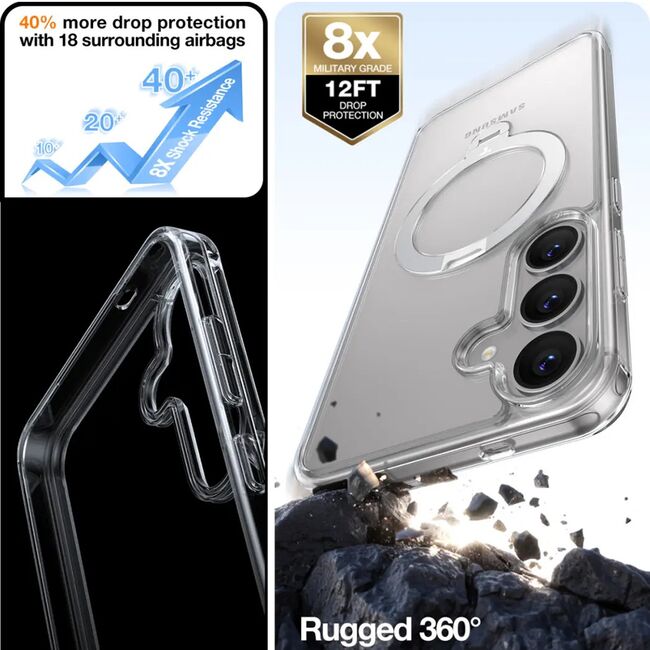 Husa pentru Samsung Galaxy S25 Plus - Torras Ostand Spin MagSafe Series - Clear