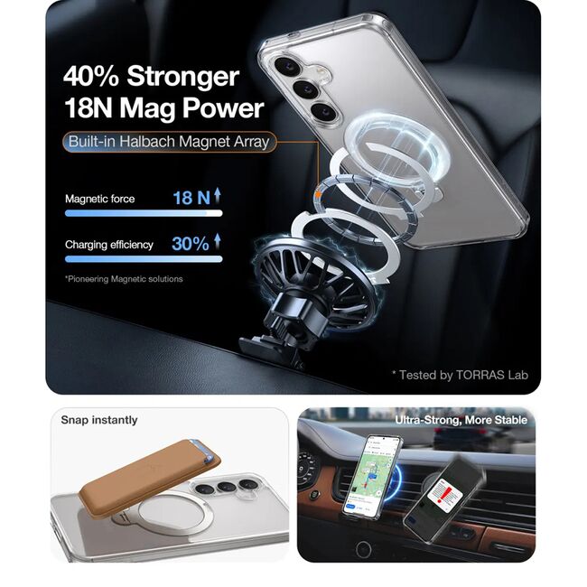 Husa pentru Samsung Galaxy S25 Plus - Torras Ostand Spin MagSafe Series - Clear