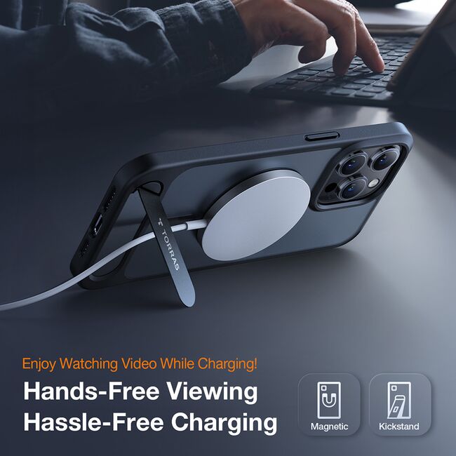 Husa pentru iPhone 15 Pro - Torras Pstand MagSafe - Negru
