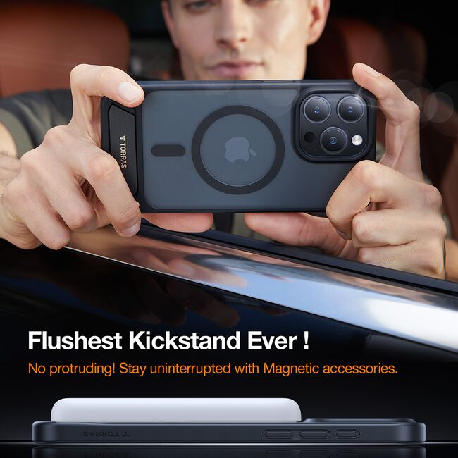Husa pentru iPhone 15 Pro Max - Torras Pstand MagSafe - Negru