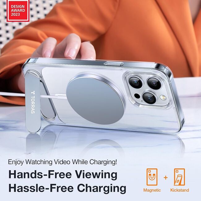 Husa pentru iPhone 15 Pro Max - Torras Pstand MagSafe - Clear