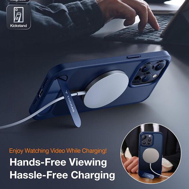Husa pentru iPhone 15 Pro Max - Torras Pstand MagSafe - Navy Blue