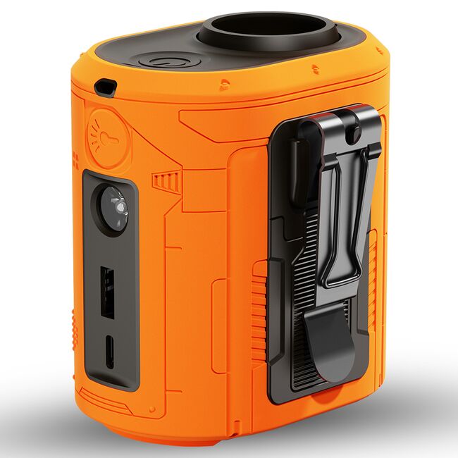 Ventilator Portabil Premium Air Cooler BreezyOne 3 in 1 cu acumulator extern 5000 mAh, 5 Viteze, lanterna LED și Prindere Multifunctionala pentru curea, timp de functionare 30 ore, reincarcabil USB - portocaliu