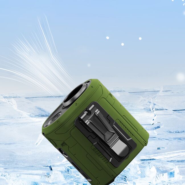 Ventilator Portabil Premium Air Cooler BreezyOne 3 in 1 cu acumulator extern 5000 mAh, 5 Viteze, lanterna LED și Prindere Multifunctionala pentru curea, timp de functionare 30 ore, reincarcabil USB - verde